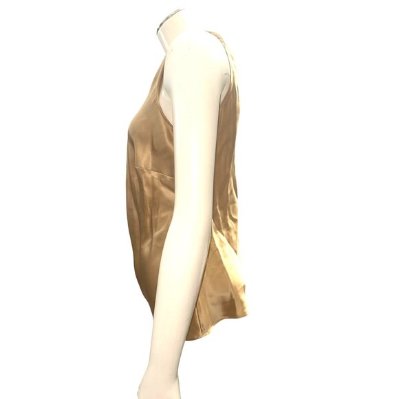 Transitions Silk S Gold Satin Shine Sleeveless Tank Top Scoop Neck Blouse Cami - Picture 4 of 11